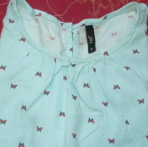 Sky Blue Coloured Clinched Waist Top