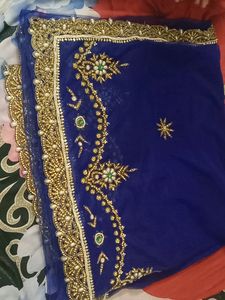 Heavy Designer Net Saree Royal Blue