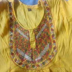 Yellow Embroidered Kurta