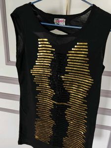 Sequined Black Top