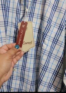 Blue Check Print Shirt For 48 Chest