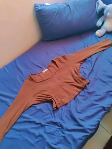 Ribbed Brown Top