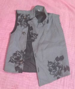Floral Print Vest Jacket