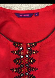 Red Embroidered Kurta