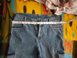 Blue Denim Cargo Pants