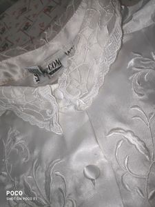 White Satin Embodied Shirt