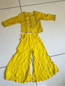 Cute Yellow Top & Palazzo Set