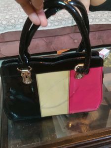 Pink White  Strips In Black Bag