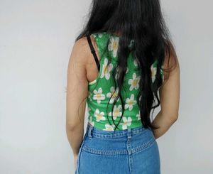 Floral Green Crop Top