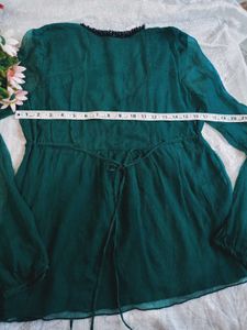 Elegant Green Embellished chiffon Top