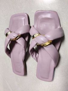 Lilac Slides with Gold Detail
