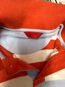 Izod Red &amp; White Striped Polo