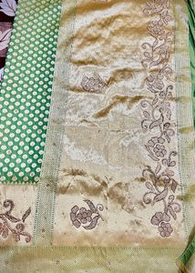 Elegant Green & Gold Saree