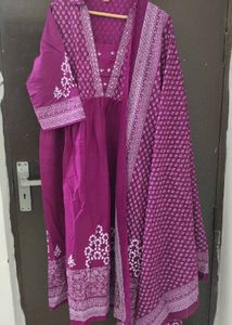 New Unused PureCotton Cutdana Work Anarkali Suit