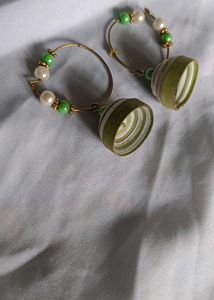 Cute Grean And White Combination Earing