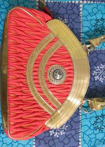 Gleam Bag In Pink Colour With Bright Stones