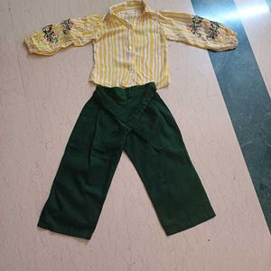 Embroidered top n Paper Bag Pants Party Dress