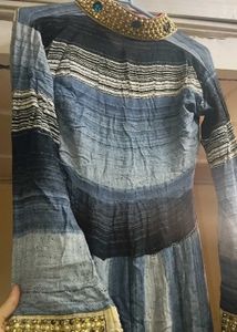 Striped Gown with Embellishments