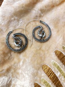 Spiral Earrings- Peacock Design