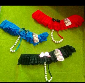 Lace Thong 3 Set - Blue, Red, Black