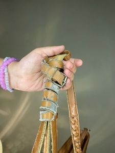 Braided-handle tan tote