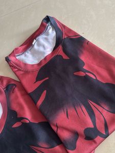 combo Off 2 T,sart Red Floral Print Tee