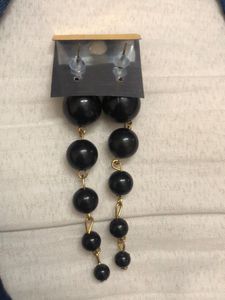 Black Ball Drop Earrings