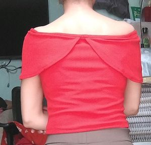 Casual Cape Sleeves Solid Women Red Crop Top