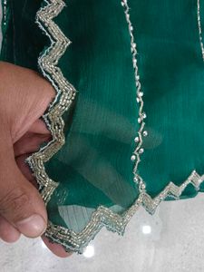 Emerald Green Embellished Saree