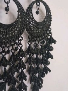 Statement Black Oxidised Earrings