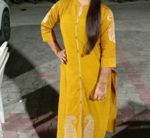 Mustard Embroidered Kurta