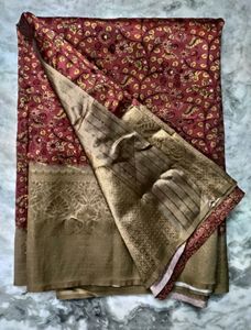 Rust Color Lichi Silk Saree
