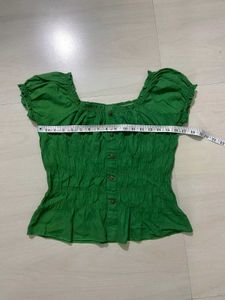 Green Puff Sleeve Top