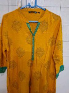 Yellow Printed Kurta