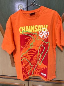 Chainsaw Warrior Tee – Bold Orange Anime Graphic S