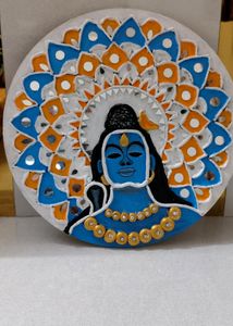 Handmade Adiyogi Clay Painting On MDF