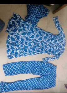 Blue Printed Kurta Set