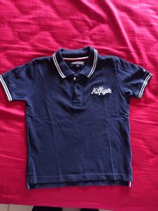 Tommy Hilfiger Navy Blue Collar Neck T- Shirt