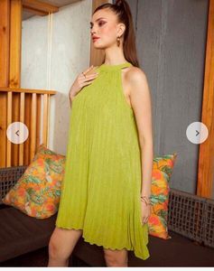 Halter Neck Pleated Dress