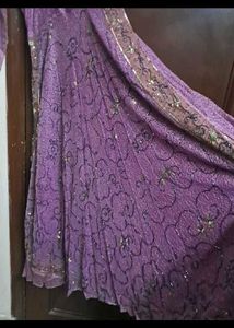 Purple Net Gown With Jacket