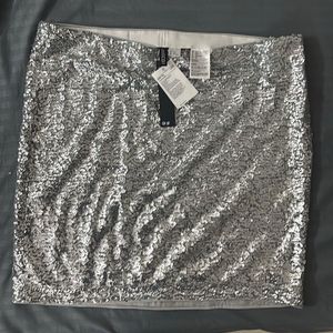 H&amp;M Silver Sequin Mini Skirt
