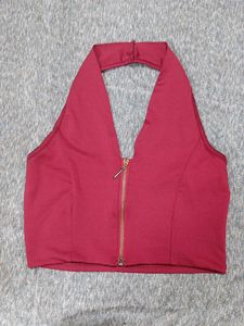 Red Halter Crop Top