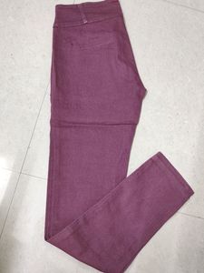 Purple High Waist Straight Fit Jeans