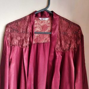 Elegant Maroon Silk Robe