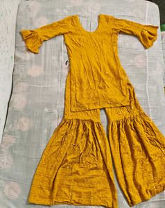 Mustard Sharara Suit Fully Embroidered