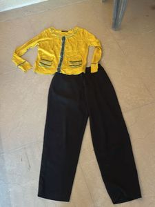 Yellow Top & Black Pants Set