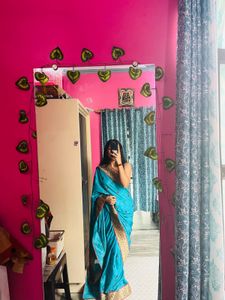 Elegant Sky Blue Embroidered Saree