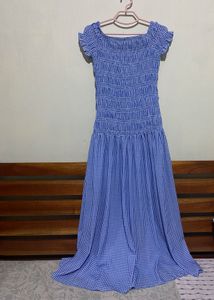 Blue Gingham Maxi Dress