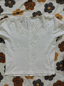 White Eyelet Button-Down Top