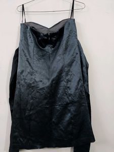 Bluish Grey Satin Bridal Dress
